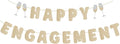 Engagement Party Decorations, Pre-Strung Happy Engagement Banner, Glitter Just Engaged Banner with Glass, Couples Shower Decorations For Happy Wedding Reception Sighs Photo Props Backdrop