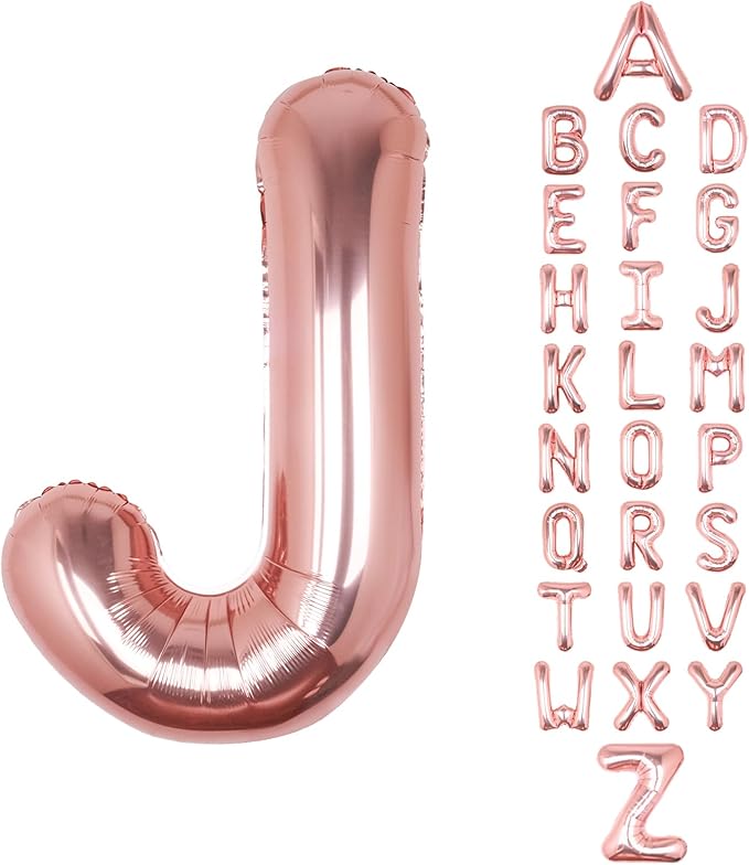 Letter Balloons 40Inch Large Giant big Foil Mylar Rose Gold Balloons J for Birthday Party Decorations