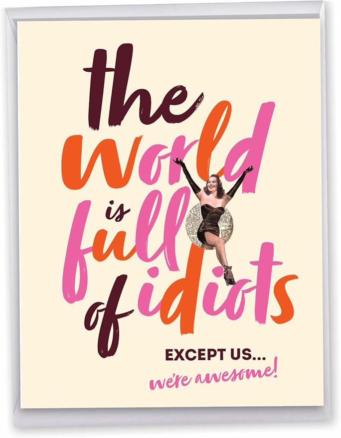 NobleWorks - 1 Jumbo Happy Birthday Card for Women (8.5 x 11 Inch) - Retro Big Humor Stationery for Birthdays - We're Awesome J9310BDG-US