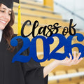 Class of 2026 Wooden Sign Blue Graduation Party Decorations 2026 Graduation Photo Booth Prop for Senior Gradua Party