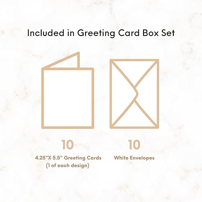 ALY LOU Boxed Set of 10 Funny, Cute Notecards for All Occasions, Assorted Anniversary Birthday Card for Her Him / Husband Boyfriend / Girlfriend Wife Kawaii Vday Greeting Card
