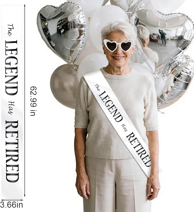 The Legend Has Retired Sash and Heart Sunglasses for Women Retirement Party Decorations Retirement Gifts for Women Party Supplies