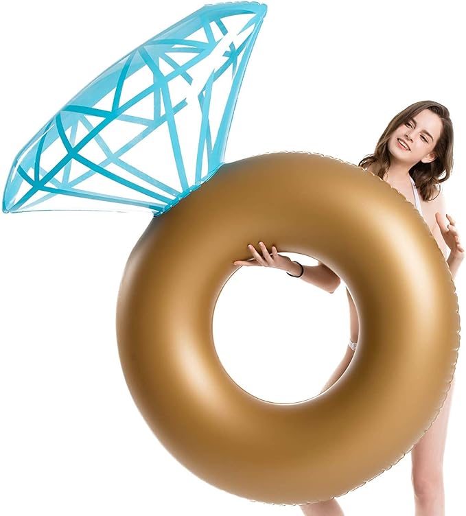 Jasonwell Inflatable Diamond Ring Pool Float - Engagement Ring Bachelorette Party Float Stagette Decorations Swimming Tube Floaty Outdoor Water Lounge Floats for Adults