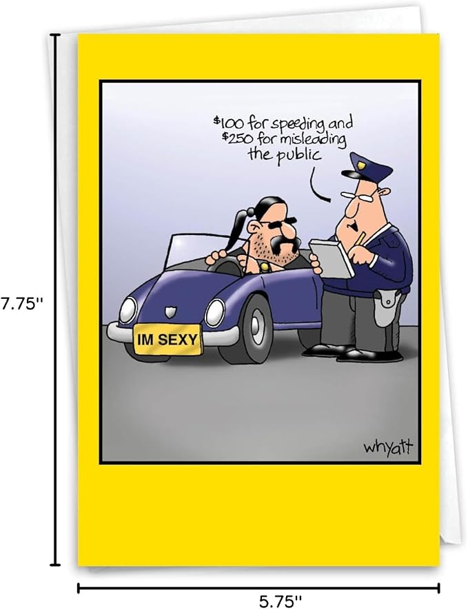 NobleWorks - 1 Funny Cartoon Card for Birthdays - Happy Bday Celebration for Grown-Ups, Humor Stationery Greeting - I'm Sexy 8312