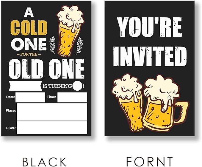 EUDOSI Cheers Birthday Party Invitations Supplies Fill-In Set of 20 with Envelopes Adult Birthday Bash Invites Cards, Double Sided