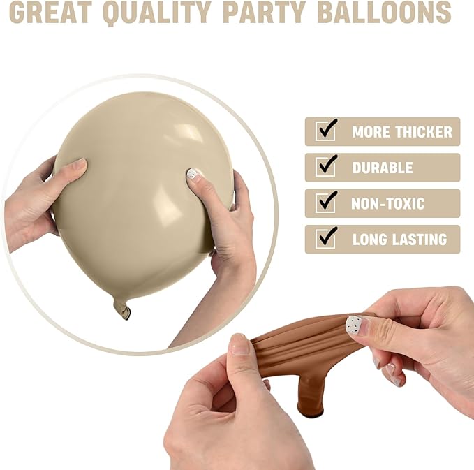 Double Stuffed Nude Balloons Tan Brown Balloon Garland Arch Kit Apricot Latex Balloons Different Sizes 18 12 10 5inch Neutral Balloon for Teddy Bear Birthday Decoration Boho Wedding Supply