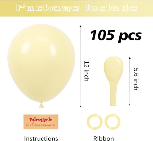 105pcs Pastel Yellow Balloons 12inch Party Latex Balloons for Boys Girls Birthday Baby Shower Gender Reveal Wedding Sunflower Party Decorations