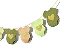 Green Brown Baby Shower Paper Garland Short-Sleeve Bodysuits Clothesline Garland Gender Reveal Birthday Banner Baby Outfit Pre - Strung Paper Decorations 9 pcs