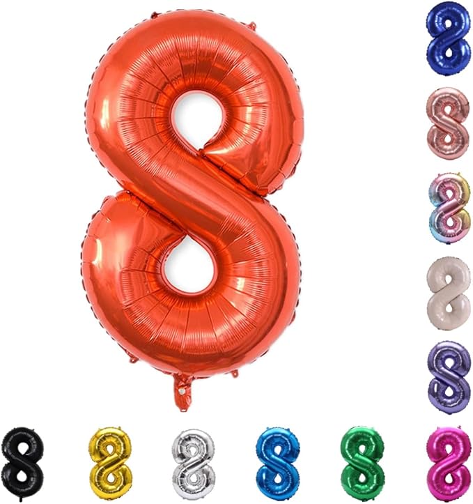 YPSelected 32 Inch Large Foil Helium Number Balloon Birthday Wedding Party 0-9 (Red, 8)