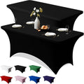 Trlyc 2 Pack 4FT Spandex Table Cloth - 48 x 30 Inch Rectangular Stretch Tablecloth, Wrinkle Resistant Scretch Table Cover for Wedding, Party, Banquet, Picnic, Outdoor Decoration (2Pcs,Black)