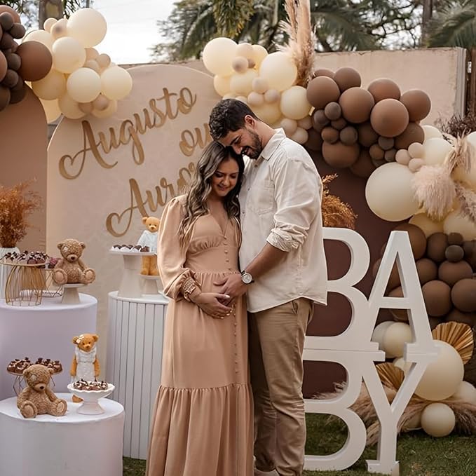 Brown Party Balloons,50pcs 12 Inch Retro Brown Sand White Balloon Coffee Cocoa Tan Neutral Balloons Apricot Beige Nude Balloon for Thanksgiving Wedding Anniversary Bear Party Decorations