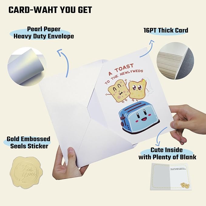 Wedding Card - Engagement Congratulation Cards - Bridal Shower Card - Funny Wedding Cards for Couple ‘A Toast to the Newly Weds’