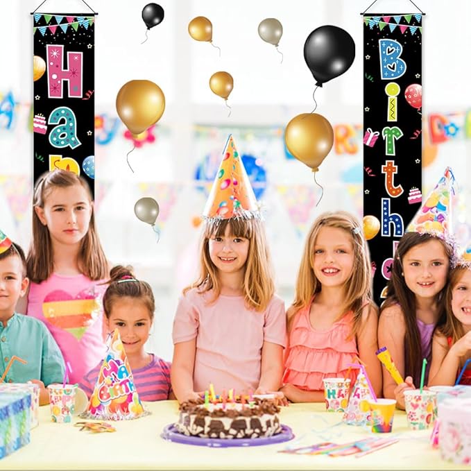 Birthday Decorations Banner, Happy Birthday Door Sign for Men Women Boys Girls Ideal Birthday Decorations Party Supplies Outdoor Indoor 72 x 12 Inch