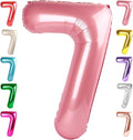 40 Inch Number 7 Balloon, Pearl Pink Seven Birthday Decor, 7 17 27 70 Year Old Balloon Number for Engagement, Wedding, Graduations