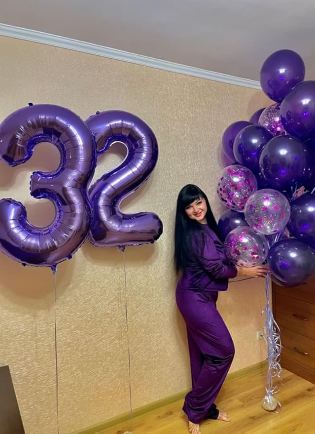 Purple Number Balloons for Birthday Party Decoration, 40 Inch Foil Number 0 Ballon for 0, 10, 20, 100, 2026 Celebration, Birthday, Baby Shower, Anniversary Decor