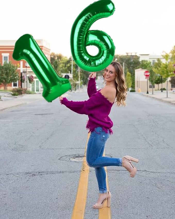 2 Balloon Number, Dark Green Number Balloons 40 Inch for Birthday Party Decoration, Foil Number Ballon for 2, 12, 20, 22, 2026 Celebration, Graduation, Birthday, Baby Shower, Anniversary Decor