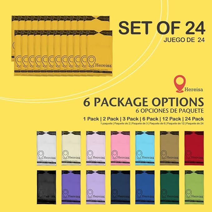 24 Count Plastic Tablecloth, Premium Heavy Weight, 54 x 108 inch, Rectangle (Yellow)
