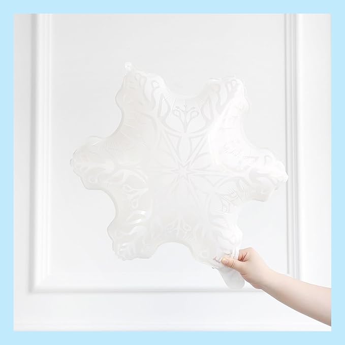 163pcs Little Snowflake Balloon Arch Kit - Metallic Pink Blue White Latex Balloons with Snowflake Foil Balloons for Winter Wonderland Party, Gender Reveal, Baby Shower, 1st Birthday Decorations