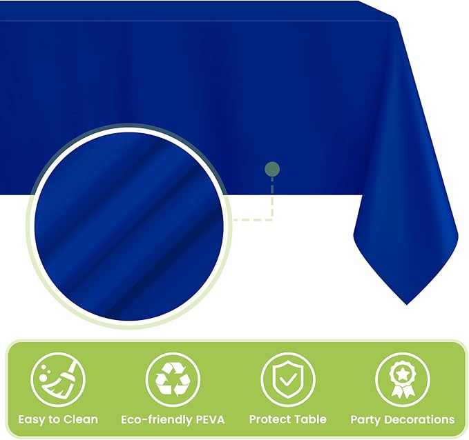 Mulbozy Navy Blue Plastic Table Cloth Disposable 4 Pack, 54 × 108 Inch Tablecloths Rectangle, Navy Plastic Table Cover for Party Decor