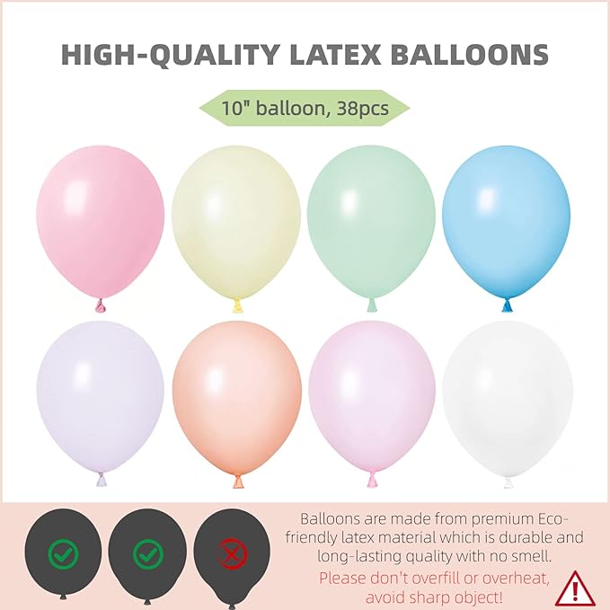 Pastel Balloon Column Kit Set of 2 With Macaron Latex Balloons Stand Included - Base,Pole,Balloon Tower Backdrop Decoration for Wedding,Baby Shower,Bridal,Graduation,Birthday,Easter Party,Bachelorette