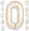 SUWEN 40 Inch Cream White Large 0 Balloon Numbers Big Foil Helium Number Balloons 0-9 Jumbo Happy 0th Mylar Birthday Party Decorations for Boy or Girl Anniversary Party Supplies