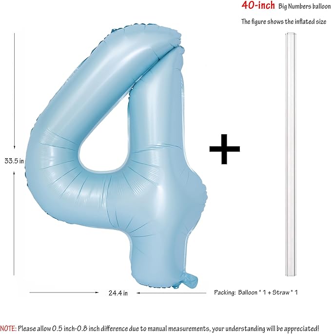 40 In Matte Blue Number Balloons Helium Foil Mylar Balloon Birthday Party banquet Decoration Digital 4