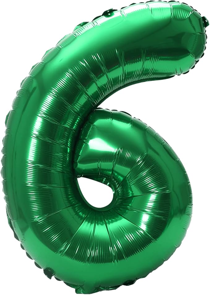 YPSelected 32 Inch Large Foil Helium Number Balloon Birthday Wedding Party 0-9 (Green, 6)