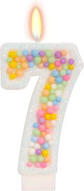 Number 7 Birthday Candle - Colorful Macaron Candles, 7 Candle Birthday Girl Women, Sweet Theme Birthday Party Supplies, Anniversary Party Cake Decorations