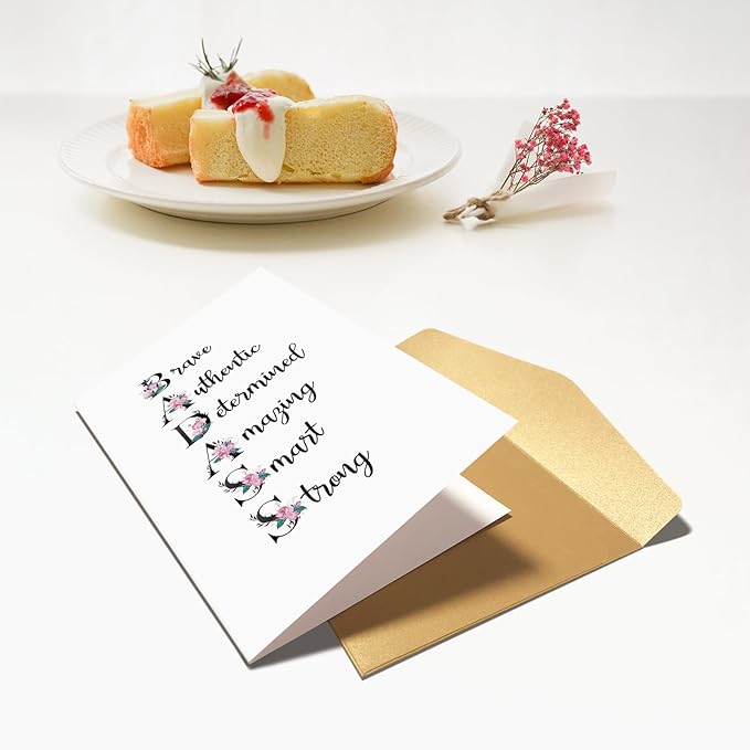 Chenive Funny Badass Encouragement Card for Women, Floral Affirmation Card, Cancer Support Card, New Job Card, Promotion Card, Graduation Card, Inspirational Gift for Friend Bestie Sister
