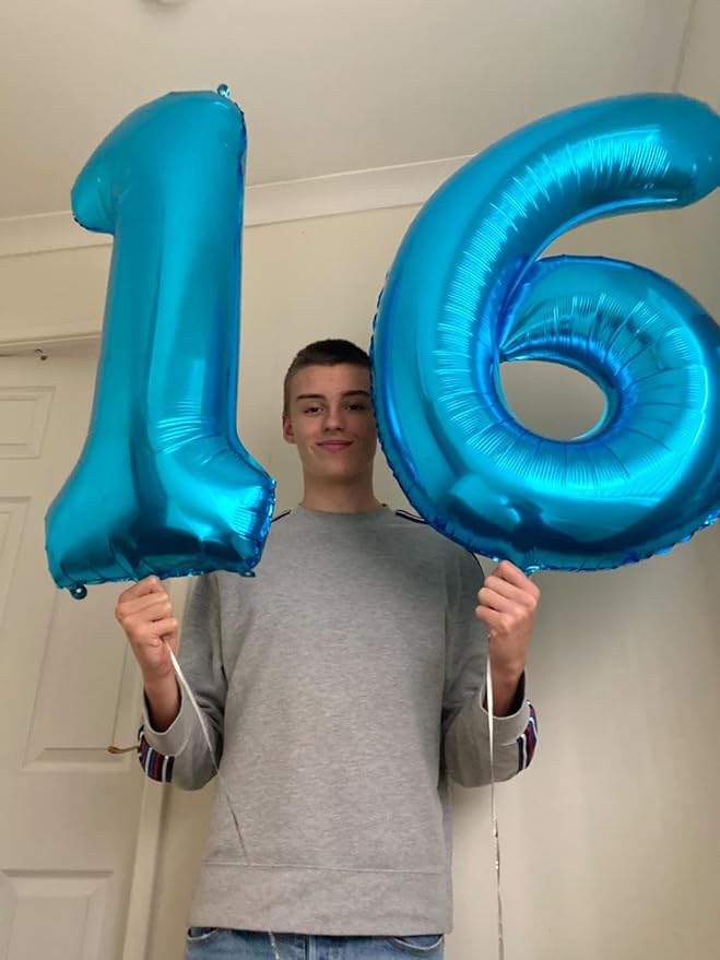 40 inch Blue Number Balloon Giant Foil Helium Balloons Blue Number 6 Balloon for 6th Birthday Party Decorations
