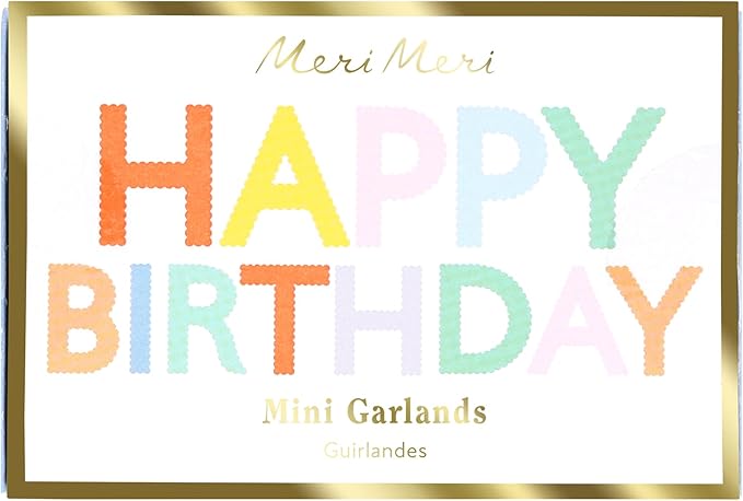 Meri Meri Mini Matchbox Happy Birthday Banner (Pack of 2), Reusable Party Decorations, 5' Birthday Party Banner with Excess Cord