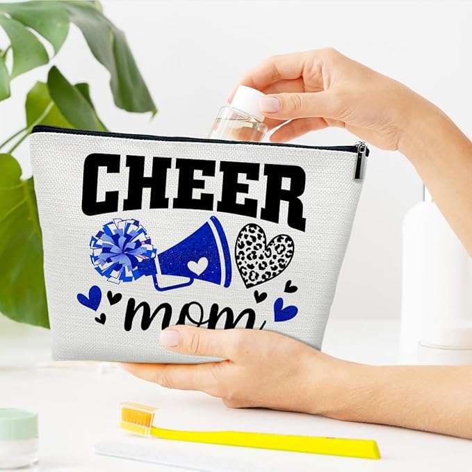 Cheer Mom Gifts Makeup Bag, Cheerleading Coach Appreciation, Thank You, Mother's Day, Birthday Gifts For Coach, Sister, Friends, Cosmetic Bag Pouch