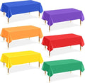 Mwellewm 6Pcs Plastic Table Cloth Disposable, Assorted Color Rainbow Tablecloth Colorful Neon Rectangle Bulk Solid Table Cover for Birthday Wedding Graduation Picnic Home Party Decorations（54x72 Inch）