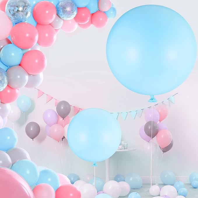 18 Pack 18/24 / 36 Inch Balloons Large Latex Giant Round Big Macaron Balloons for Wedding Birthday Party Baby Shower Decorations(Blue)