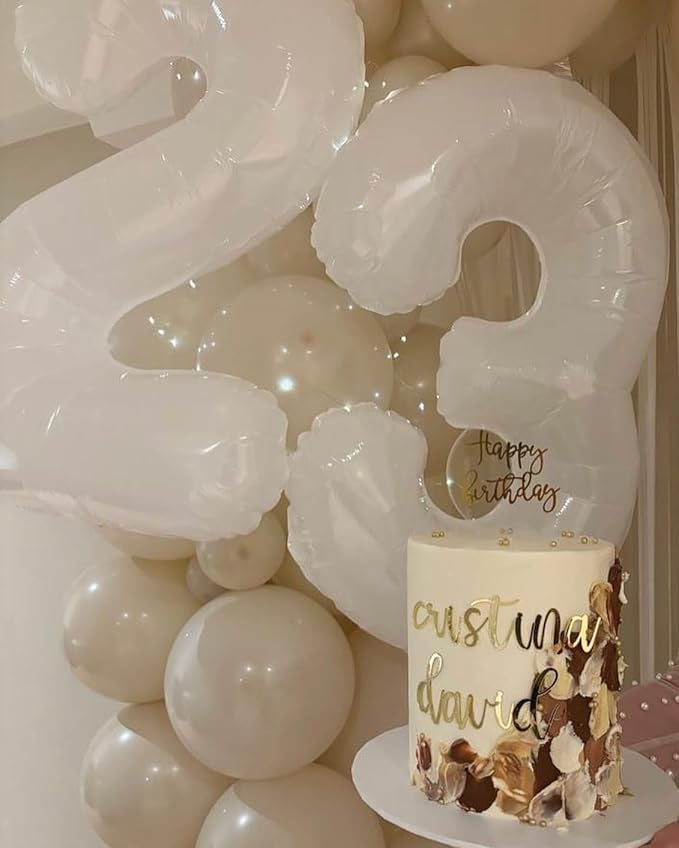 White Number 1 Balloon 40 Inch, 1st Birthday Balloon for Baby Boy Girl Toddler First Birthday Decorations, Shiny White Party Supplies