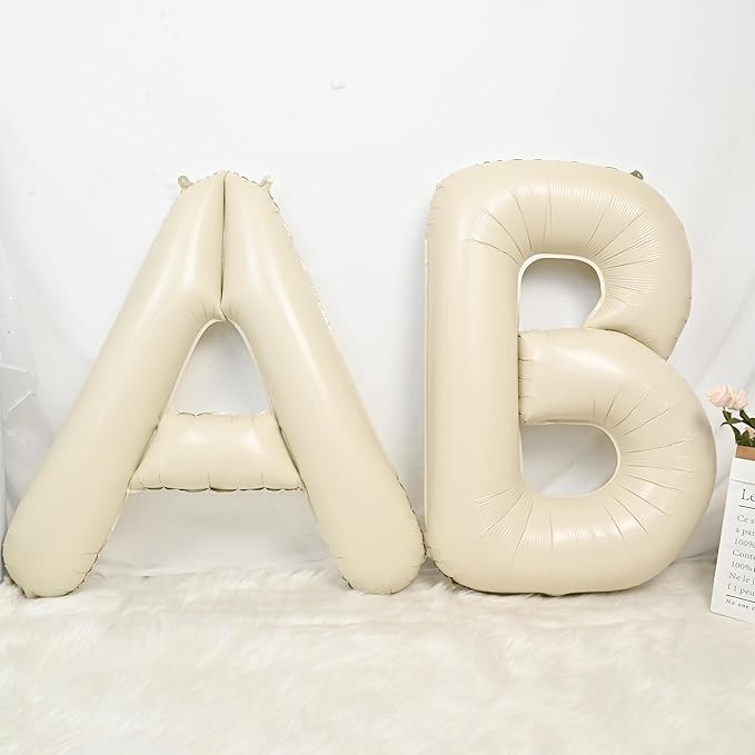 Cream S Letter Balloons,40 Inch Letter S Balloon Beige,Helium Custom Letter Balloon for Birthday Anniversary Party Decorations