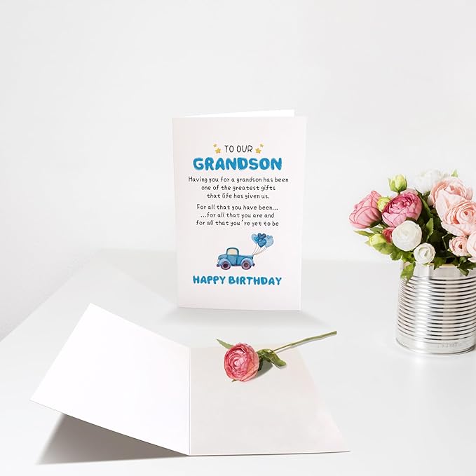 Chenive Grandson Birthday Card, Happy Birthday Card for Grandsons, Bday Greeting Card from Grandparents, Having You For A Grandson Has Been One Of The Greatest Gifts