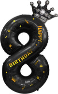 40 Inch Large Black Number Balloons Crown Big Black Digit Foil Mylar Balloons for Baby Shower Wedding Birthday Party Supplies (black 8)