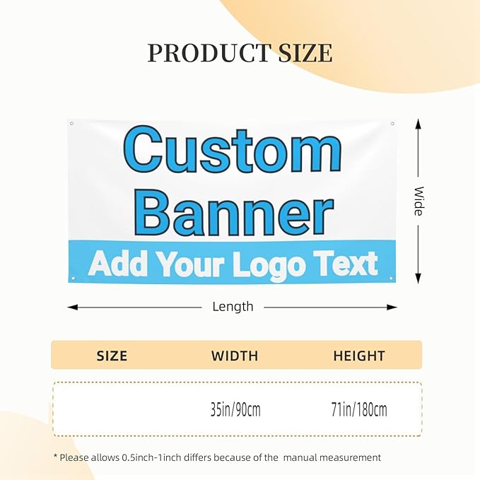 Custom Banners Personalized Banner Signs Add Your Text Photo for Party Birthday Graduation Wedding Event Decoration 35×71 Inches