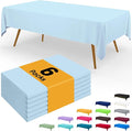 Smiry Disposable Table Cloth - 6 Pack, 54 x 108 Inch Waterproof Rectangle Tablecloths for Parties, Decorative Plastic Table Cover, Leakproof & Sturdy, Baby Blue