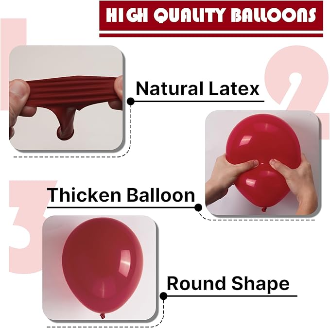 PartyWoo Burgundy Balloons 50pcs 5 Inch Small Dark Chestnut Red Maroon Balloons for Graduation Wedding Thanksgiving Birthday Bachelorette Citizenship Strawberry Theme Party Decorations Red-Y62