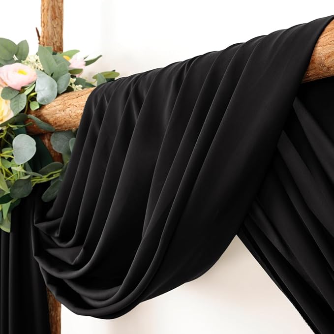 Wedding Arch Draping Fabric 30'' x 18FT Sheer Chiffon Arch Drape Backdrop 2 Panel Black Drapes for Easter Bridal Shower Baby Shower Photo Booth Church Decor Birthday Party Outdoor Decoration