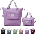Large Capacity Folding Travel Bag, Lightweight Waterproof Luggage Bag, Expandable Travel Duffel Bag, Dry Wet Separated Gym Tote Bag, Weekender Overnight Bags for Women and Man (Light Purple)