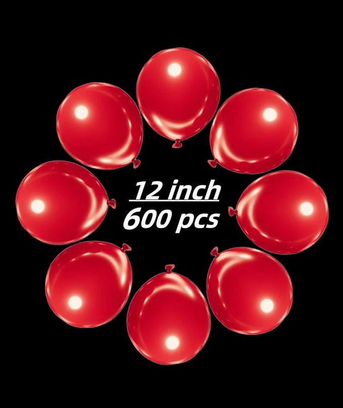 600 Pack Red Balloons 12 Inch Red Latex Balloons - Various Party Balloons Decorations