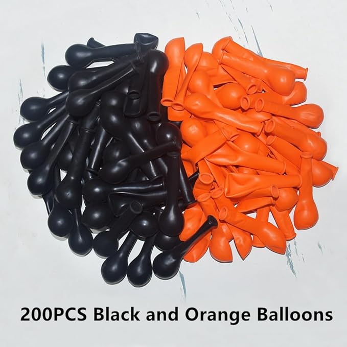 200 Pcs Black Orange Balloons 5 Inch Orange and Black Latex Small Balloon Garland Arch Kit for Baby Shower Birthday Bridal Shower Wedding Anniversary Halloween Party Decorations