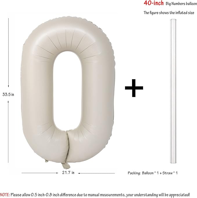 40 In Cream white Number Balloons Helium Foil Mylar Balloon Birthday Party banquet Decoration Digital 0