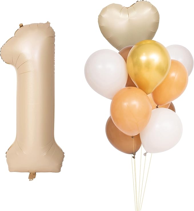 40 In Caramel Number Balloons Helium Foil Mylar latex Balloon Birthday Party banquet Decoration Digital 1