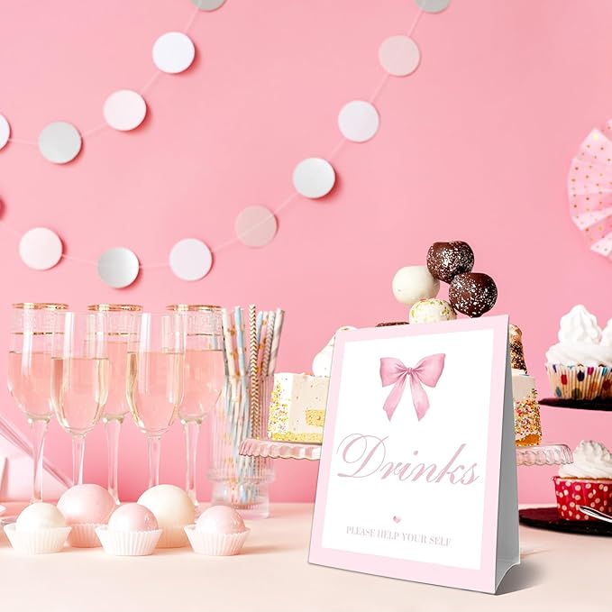 Pink Bow Baby Shower Decorations, Baby Shower Games, Pink Bow Enioy Gift and Gift Cards for Kids' Party, Birthday Party Decorations Bow Games Activity Party for Girl