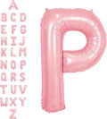 SUWEN 40 Inch Pink Large P Letter Balloons Big Foil Helium Letter Balloons A-Z Jumbo Mylar Happy Birthday Party Decorations for Girl Anniversary Party Supplies