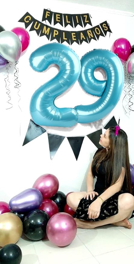 Number 0 Balloons 40 Inch Pearl Blue Number Balloons for 10 20 30 40 50 60 70 80 90 100 Numbers Balloon Birthday Decorations Wedding Event Baby Shower